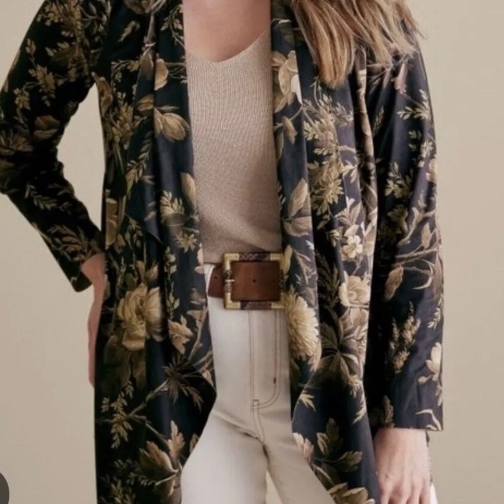 Soft Surroundings Shape Drape Faux Suede Floral Jacket Size L